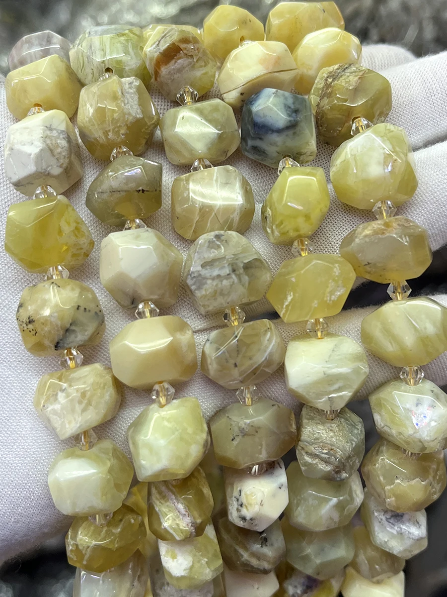 High Quality Natural Yellow Opals  Handmade Irregular Irregular Faceted Loose For Jewelry Making DIY Necklace Bracelet 15''