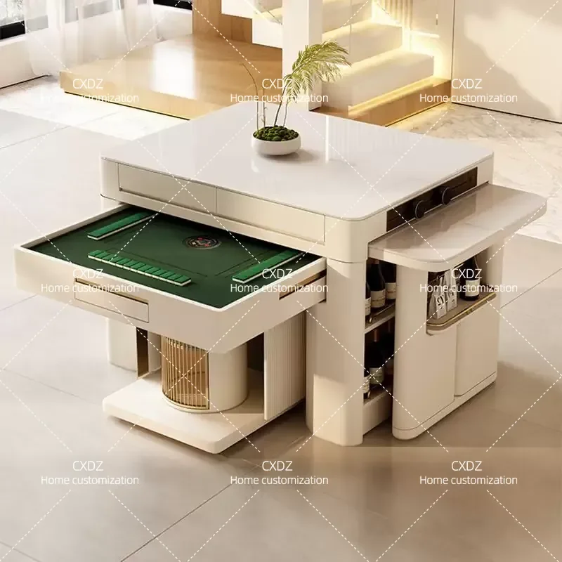 Multifunctional Mahjong Table Machine Island Retractable Integrated Dual Purpose Small Apartment Rock Slab Electric Automatic