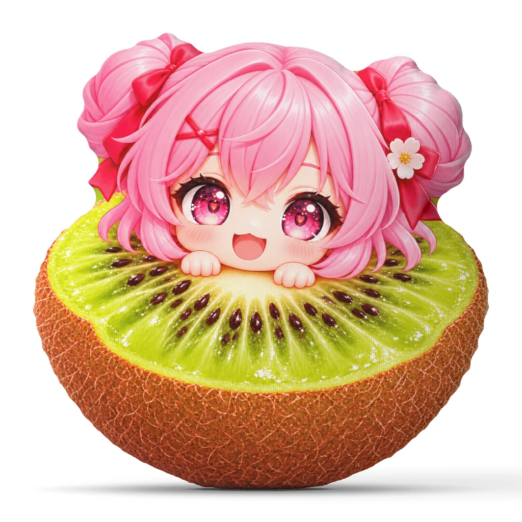 DDLC Natsuki Kiwi Fruit Slice Shaped Pillow Anime Girl Cushion Stuffed Throw Pillow for Sofa Bedroom Cute Home Decor Gift