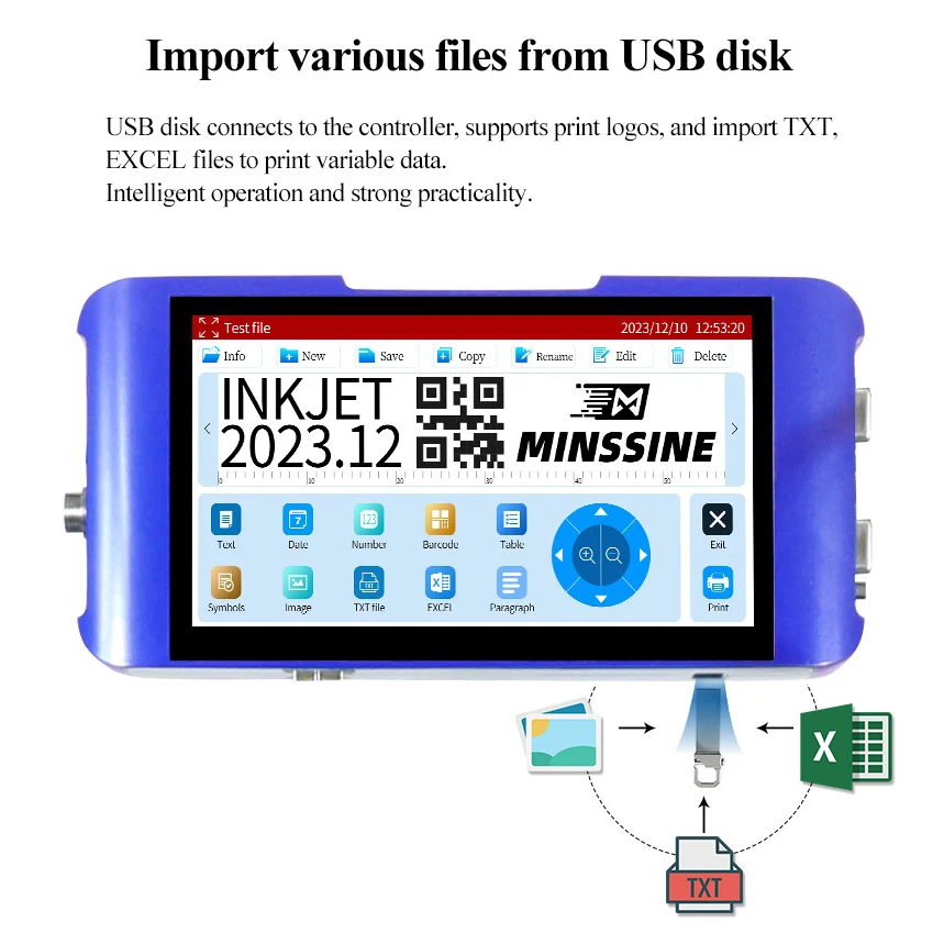 12.7mm TIJ Industrial Online Inkjet Printer with 7'' Screen for QR Barcode Batch Number Logo Expiry Date (Without Cartridge)