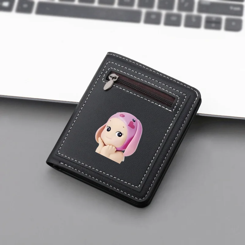 Sonny Angel Short Wallets Leather Coin Purse Pattern Women Mini Zip Pocket Card Driver License Holder Clutch Wallet Kids Gifts