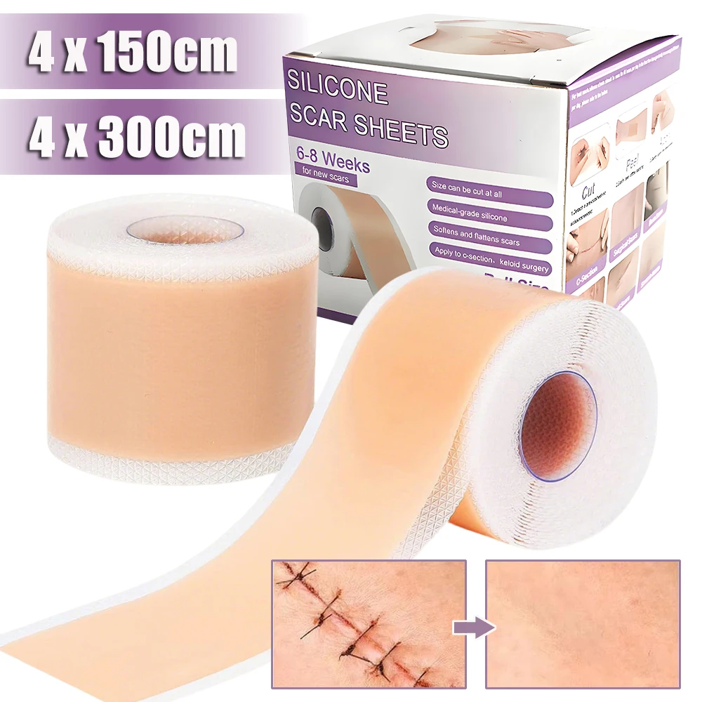 

1 Roll Silicone Scar Sheets Self-Adhesive Scar Patch Skin Repair Sheets Collagen Scar Tape for C-Section Burn Skin Care Strips