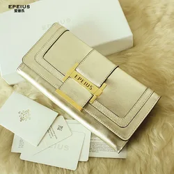 2024 New Designer Luxury Gold Top Layer Cowhide Lady's Long Wallet Fashion Large Capacity Women Purse Leisure Money Bag 45