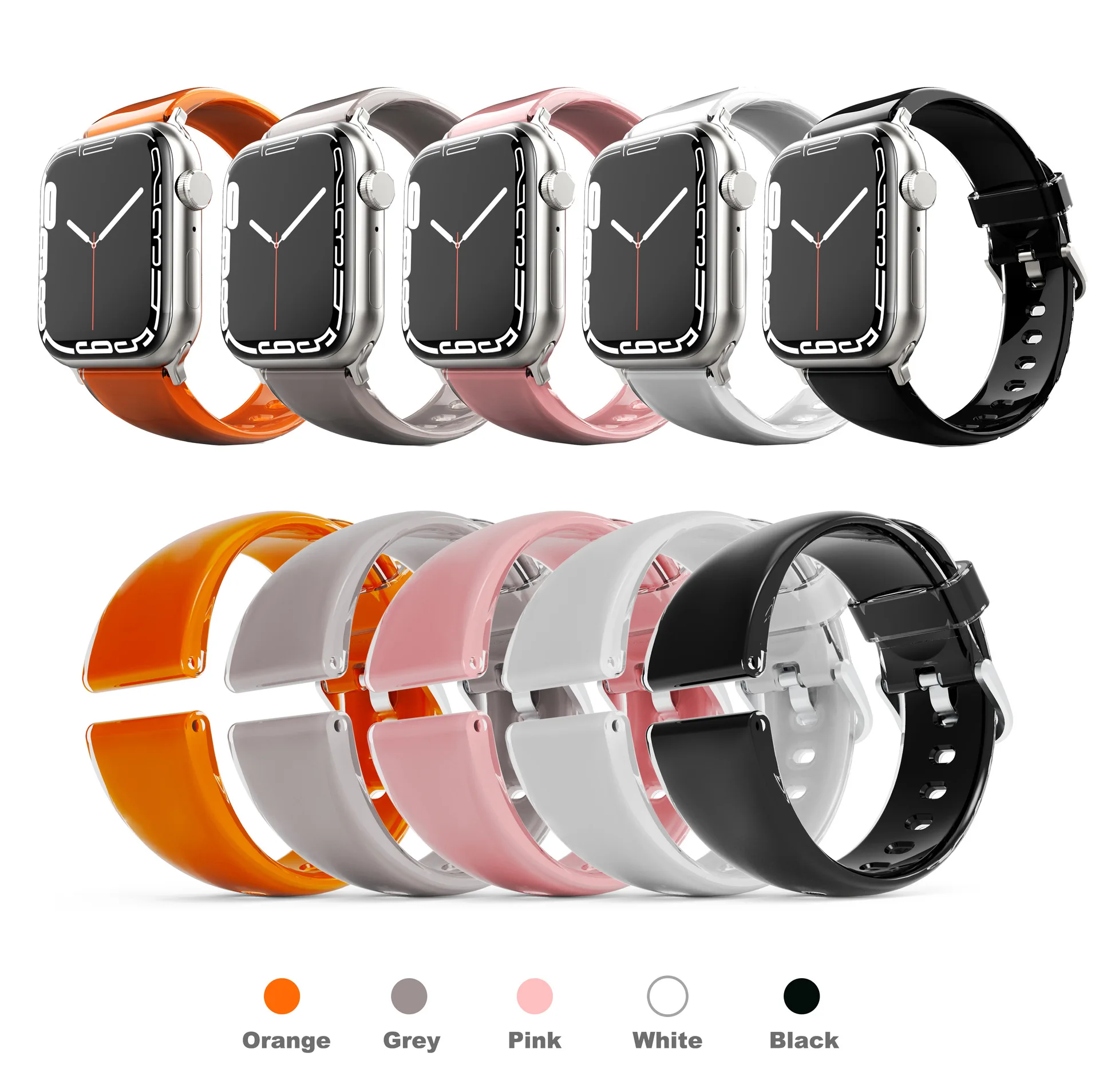Liquid silicone strap For Apple watch 45 44 41 40 42 38/Ultra 49mm/SE Bracelet For iWatch 8-1 Jelly Clear Candy Color band