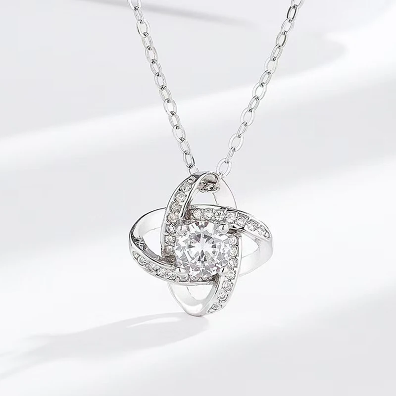 S925 Sterling Silber Halskette für Damen, Hochwertig und Modisch, Vollbesetzt mit Diamanten, Vierblättriges Kleeblatt, Windmühlen-Design, Schlüsselbein-Kette – Detail 4