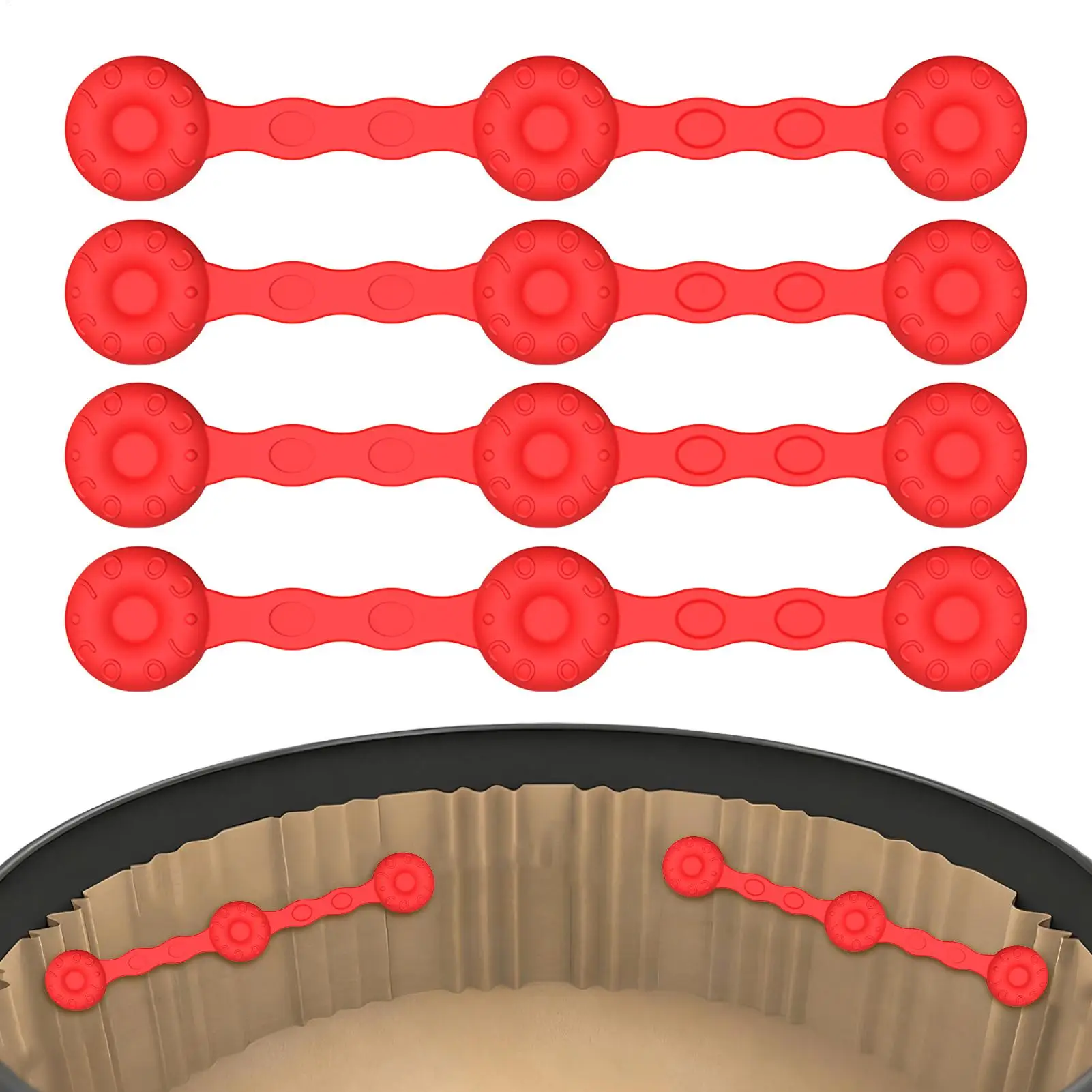 4 Stück Heißluftfritteuse-Papiereinlagen-Magnete, Silikon-Magnetclips zum Halten von Backpapier für Küche, Haushalt, Kochen, Camping & Wohnheim