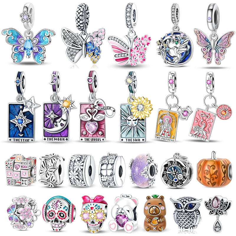

Card Rubik's Cube Charms Bead 925 Sterling Silver Blue Fantasy Butterfly Dangle Fit Bangle Bracelet Necklace DIY Jewelry