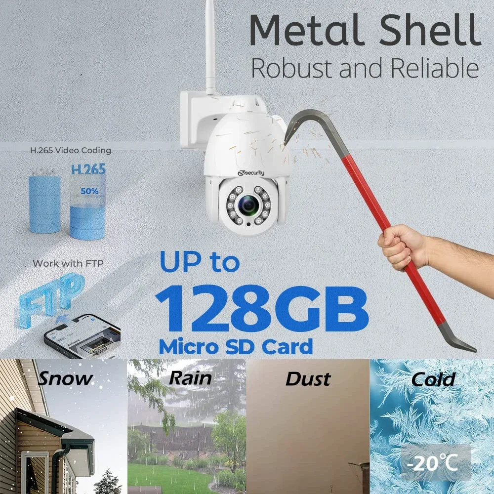 5MP Sony 5X 10X Optical Zoom WiFi Dome PTZ IP Camera Outdoor Human Detect Auto Tracks Security Cameras Color Night Vision Camera