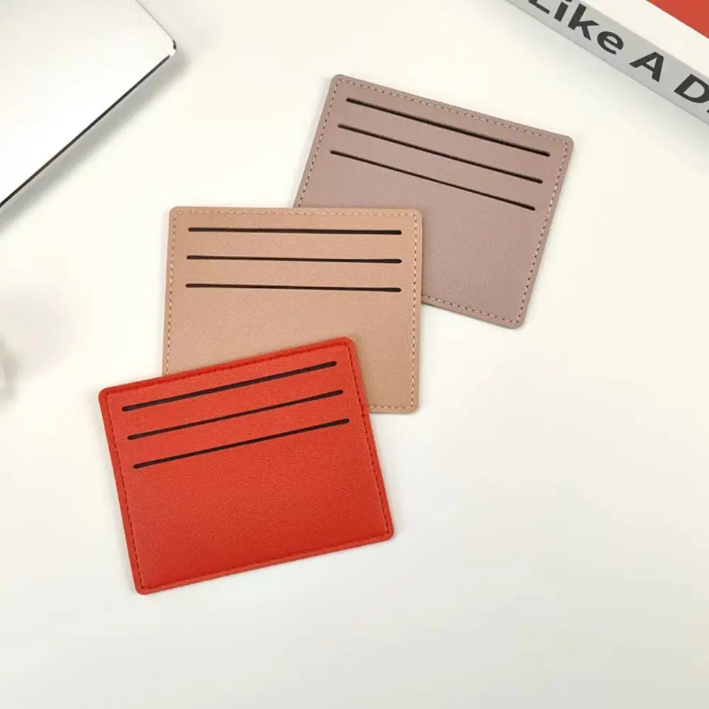 Multi-Position Pu Leder Karten halter einfache koreanische Stil kurze Karten tasche einfarbige Karte Zugangs kontrolle ID Kreditkarten etui