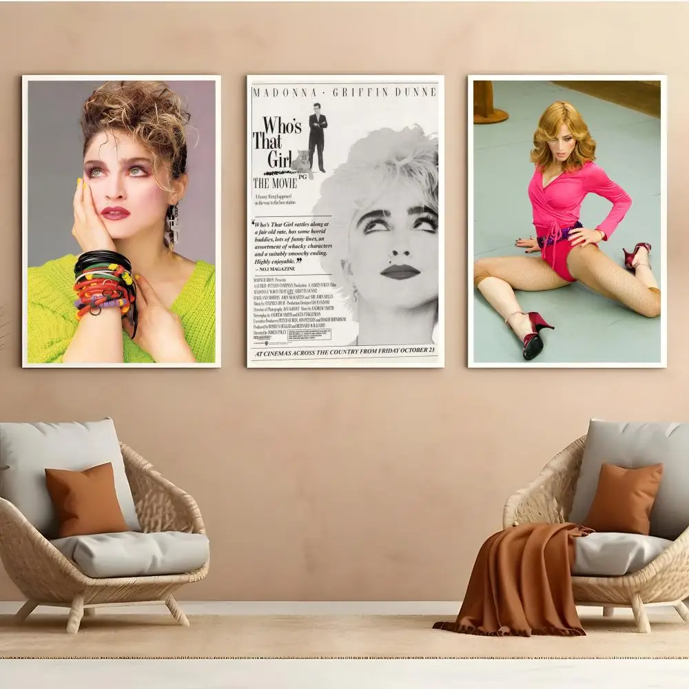 M-Madonna Singer Poster Peel and Stick Matte Self Adhesive PVC Easy Apply Removable Waterproof Frameless Home Decor