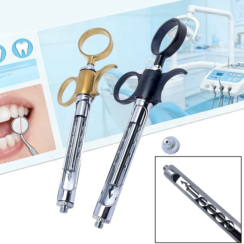 

Dental Syringe 1.8ml Premium Aspirating Syringe, Finger Ring Control Intraoral Injection Dentist Equipment