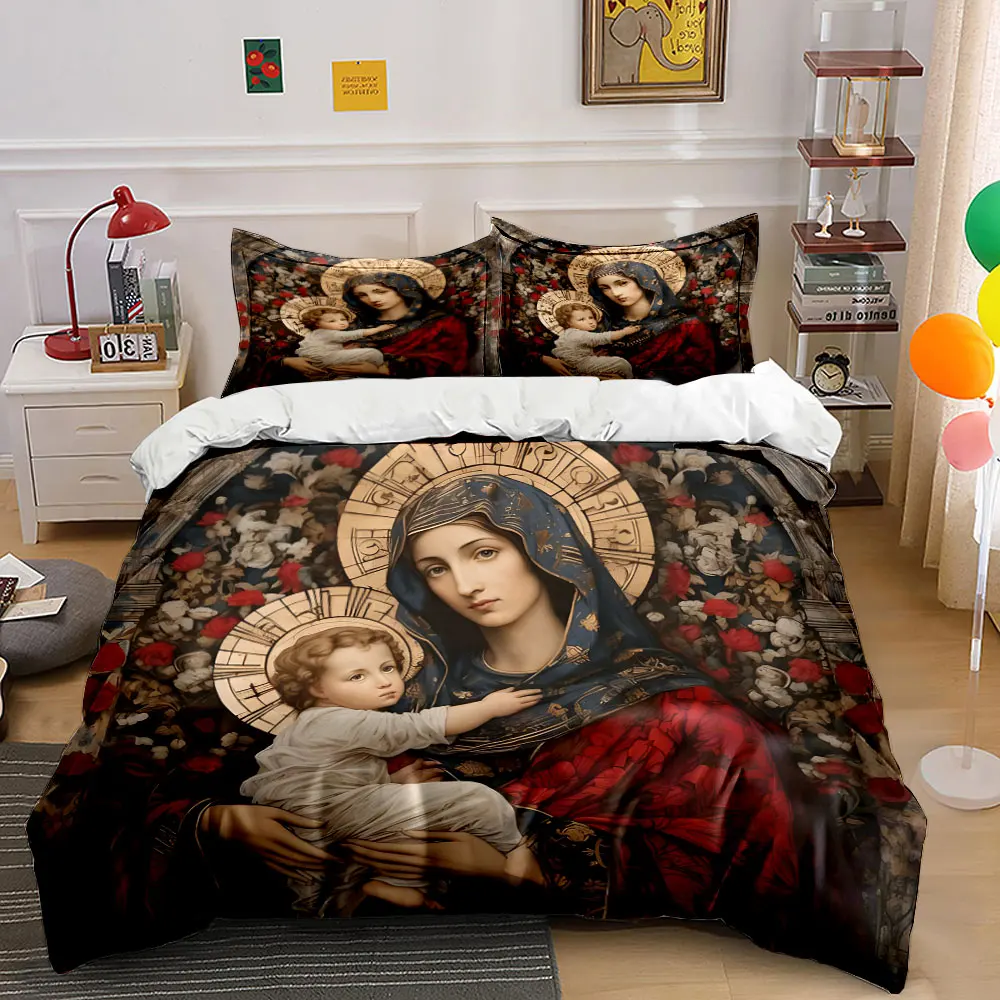 Madonna and Child Artwork Print Soft Comfortable Duvet Cover Bedding Set Included 1*Duvet Cover  2*Pillowcases Luxury Gifts