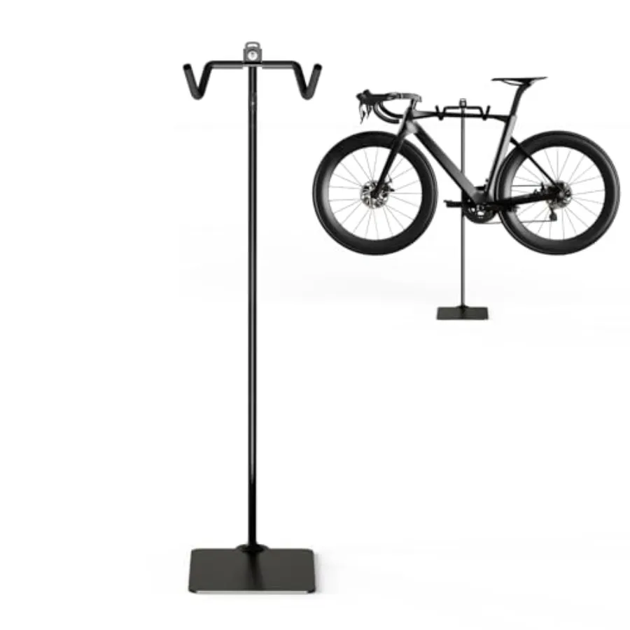 

Bike Stand for Home Garage Use, Carbon Steel, Black, Adjustable 24-51in with Stable Anti-Slip Base, Frame Protection, Durable I