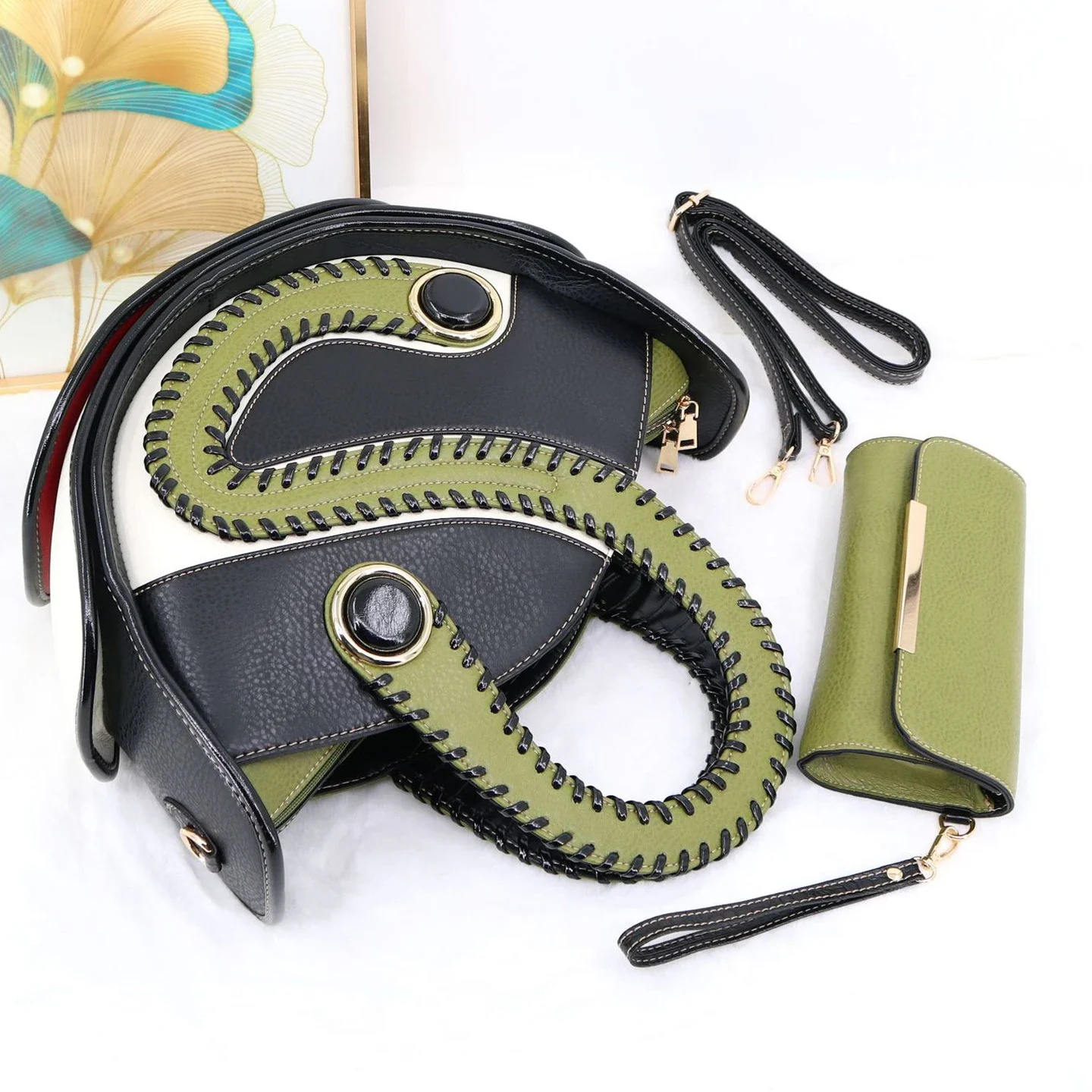 Novel Irregular Women Bag New Arrival Luxury Casual Crossbody Handbag Stylish Versatile Shoulder Bag Ladies PU Spliced Color Bag