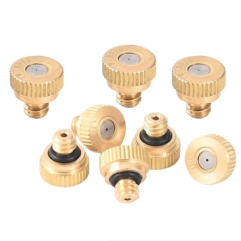 Brass Irrigation Thread Mist Nozzle Low Pressure Misting Sprayer Water Nozzle UNC10-24 for Dust Control Outdoor Cooling System