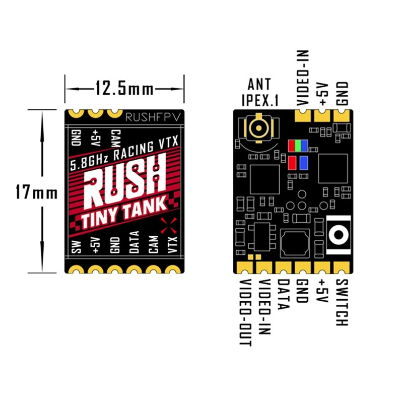 For RUSH TINY TANK VTX 5.8G 48CH 350Mw 5V Nano FPV Transmitter TBS Smartaudio For FPV RC Racing Drone