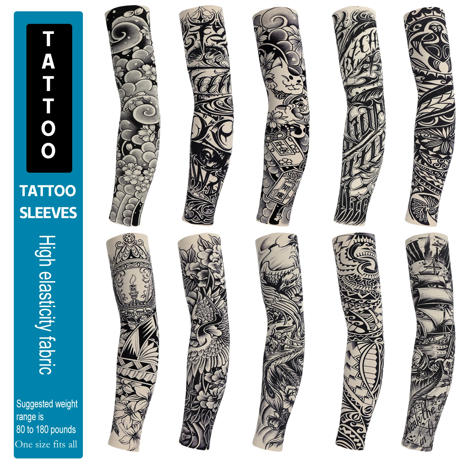 New Summer Tattoo Sleeves Ice Silk Golf Sports Sun-proof Cycling Men Cool Personalized Driving Women Fishing Elastic Arm Warmer