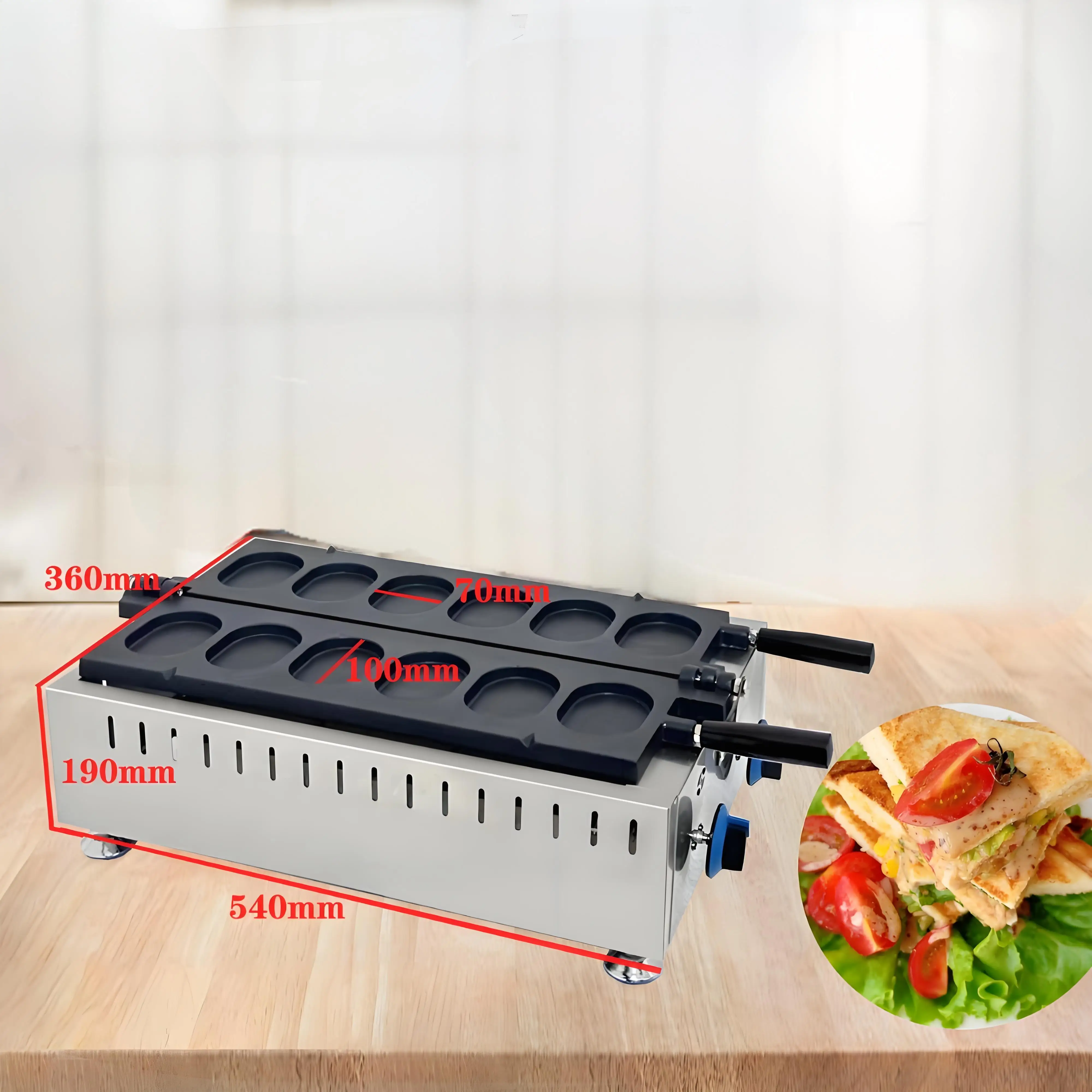 Máquina Comercial de 6 Piezas para Hacer Gofres de Queso y Nueces de Acero Inoxidable, Equipo para Hacer Bizcochos y Snacks con Forma de Huevo