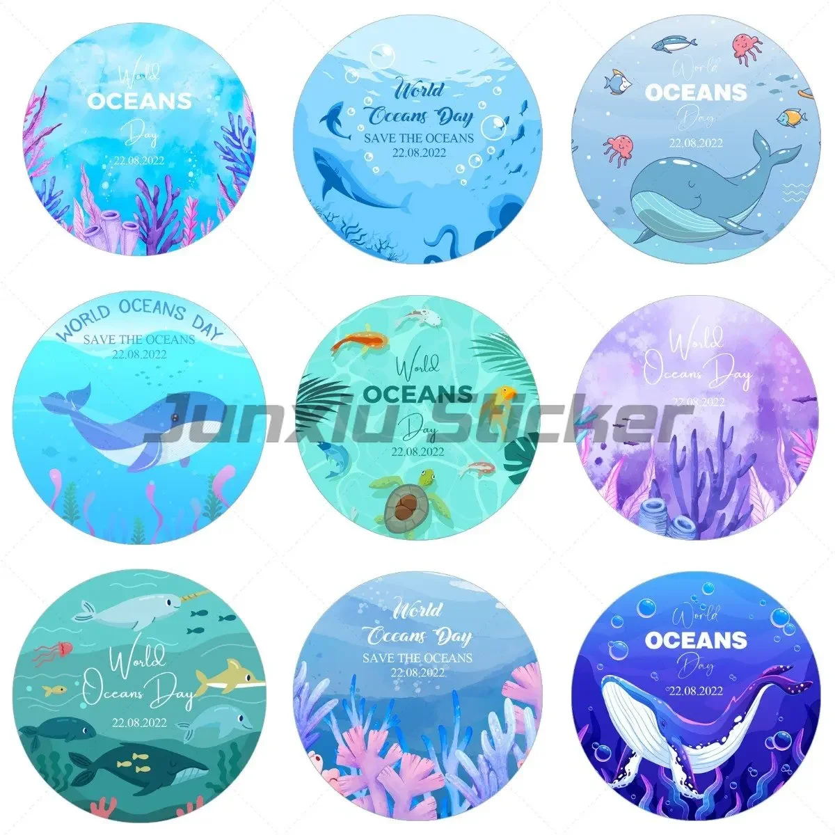 

Ocean Theme Cartoon Shark Under Sea Animals Kids Birthday Shower Gifts Decoration Wall Stickers Kids Rooms Truck Stickers