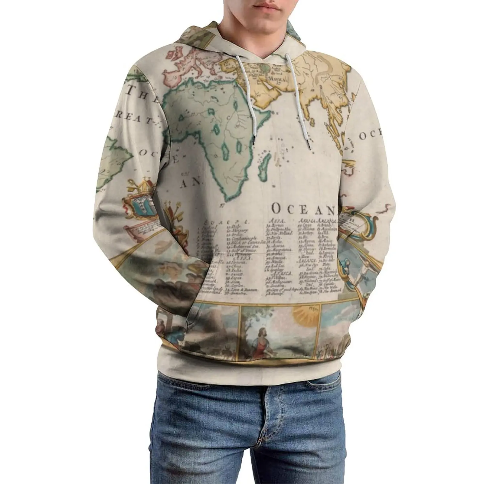 

Earth Map Print Casual Hoodies Men World Map 1681 Y2k Pattern Sweatshirts Winter Long Sleeve Street Style Oversized Hoodie Gift