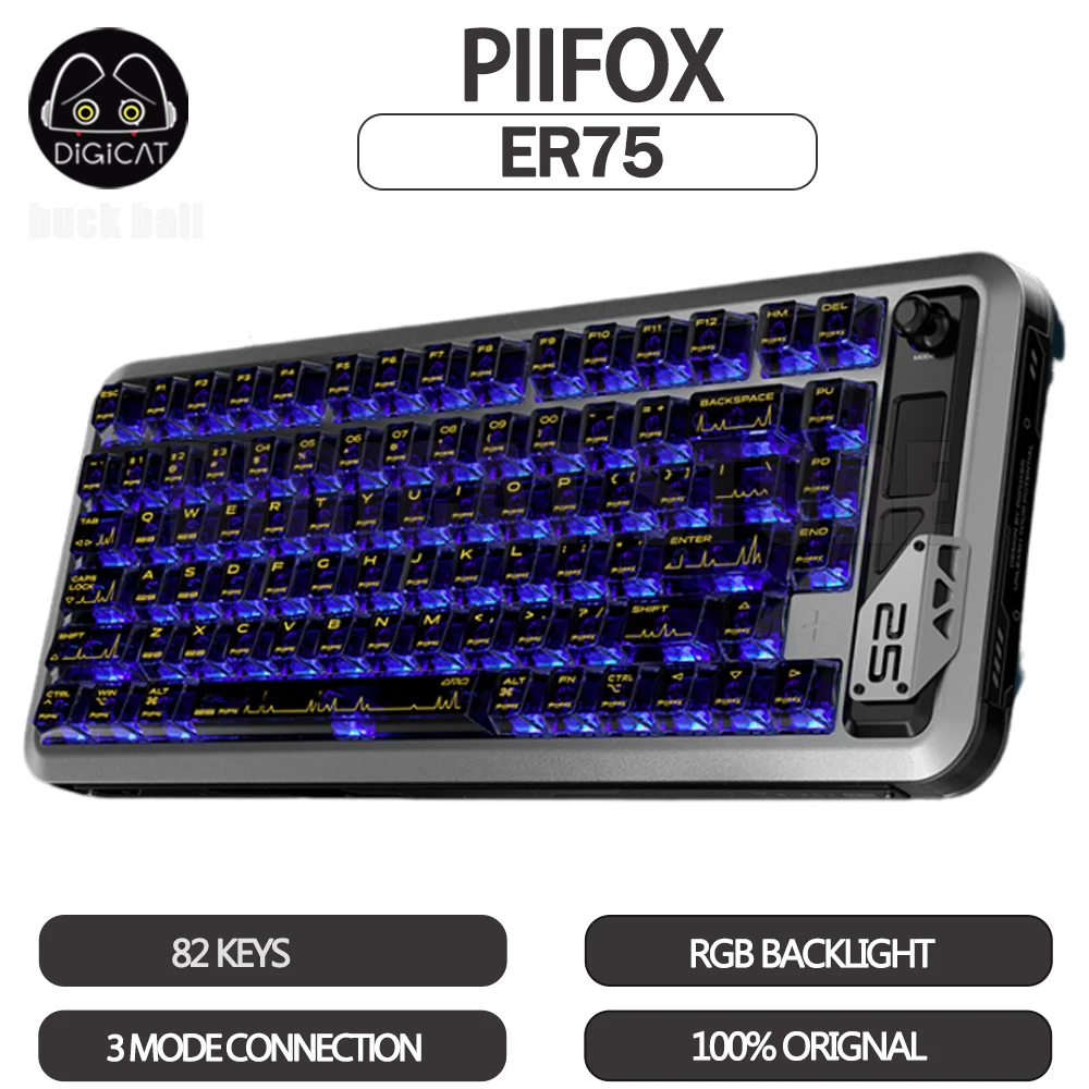 teclado mecanico sem fio interruptor magnetico 3mode usb 24g bluetooth hot swap fps gamer teclados 82key piifox er75 01