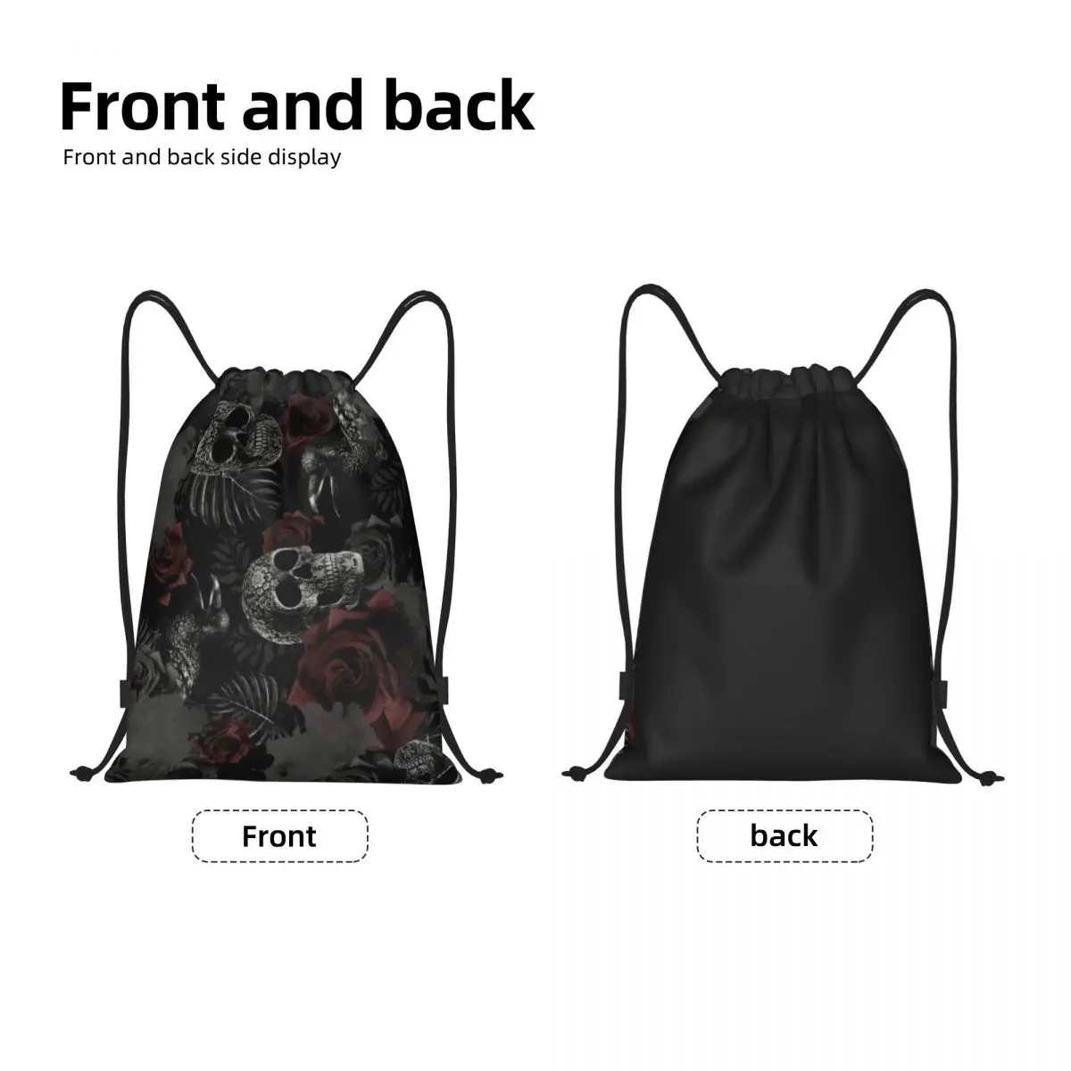 Sacos de cordão portáteis para homens e mulheres, mochila esportiva de ginástica, Halloween Rose Floral, mochilas de armazenamento de treinamento