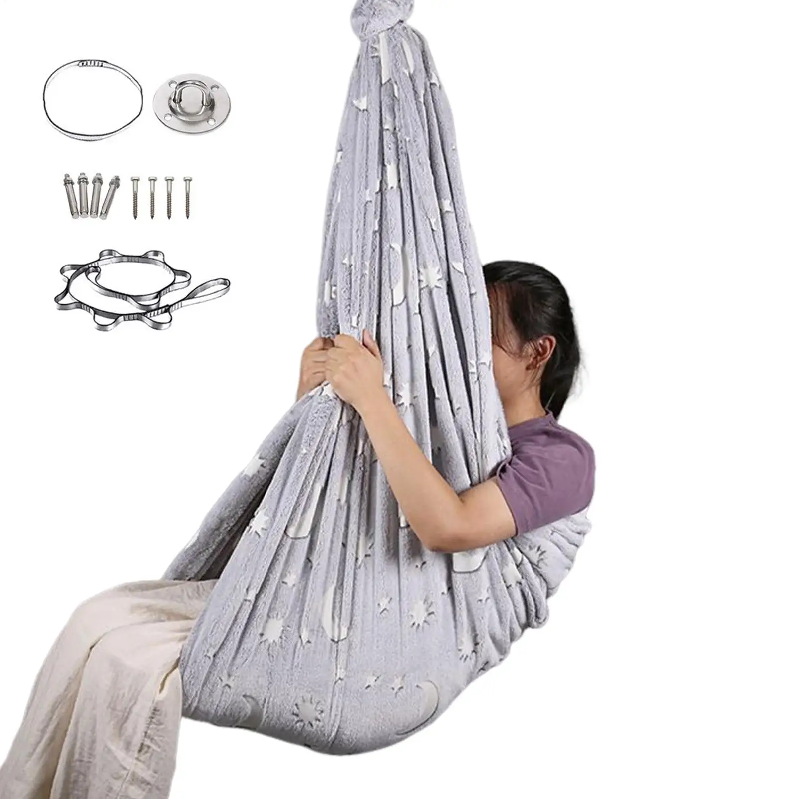 

Детские сенсорные качели, светящийся гамак, удобные поворотные детские сенсорные качели, сиденье для успокаивания, расслабления, взаимодействия