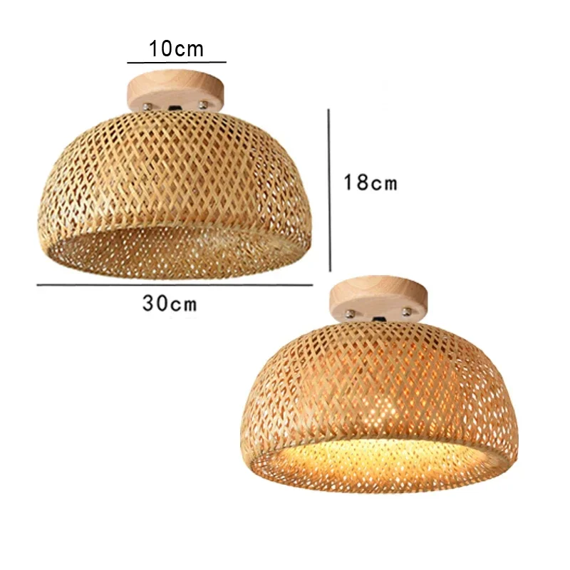 Plafoniere moderne in bambù naturale E27 Minimalismo Illuminazione creativa per la casa Sala da tè Zen cinese Decorazione corridoio Lampada a gabbia