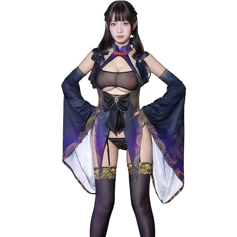 

Zombie Style Cosplay Costume Japanese Little Devil Monster Outfit Halloween Performance Photography Dress Purple for Cosplayers