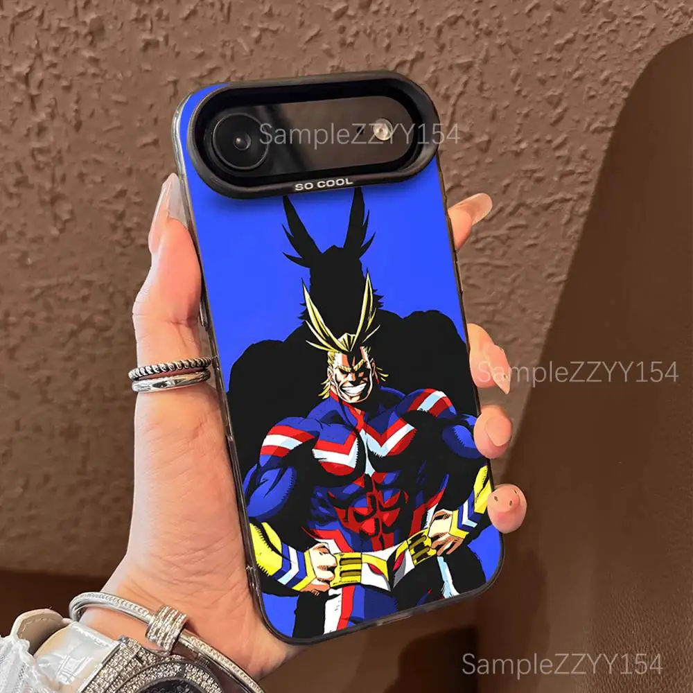 حافظة هاتف My Hero A-Academia All Might لهاتف iPhone 17,16,15,14,13,12,X,8,Pro,Max,Plus,E,SE4,Air,Mini Black IMD Matte