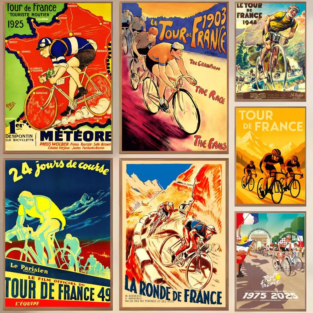 T-Tour de France Cycling Poster Modern and Elegant Wall Stic
