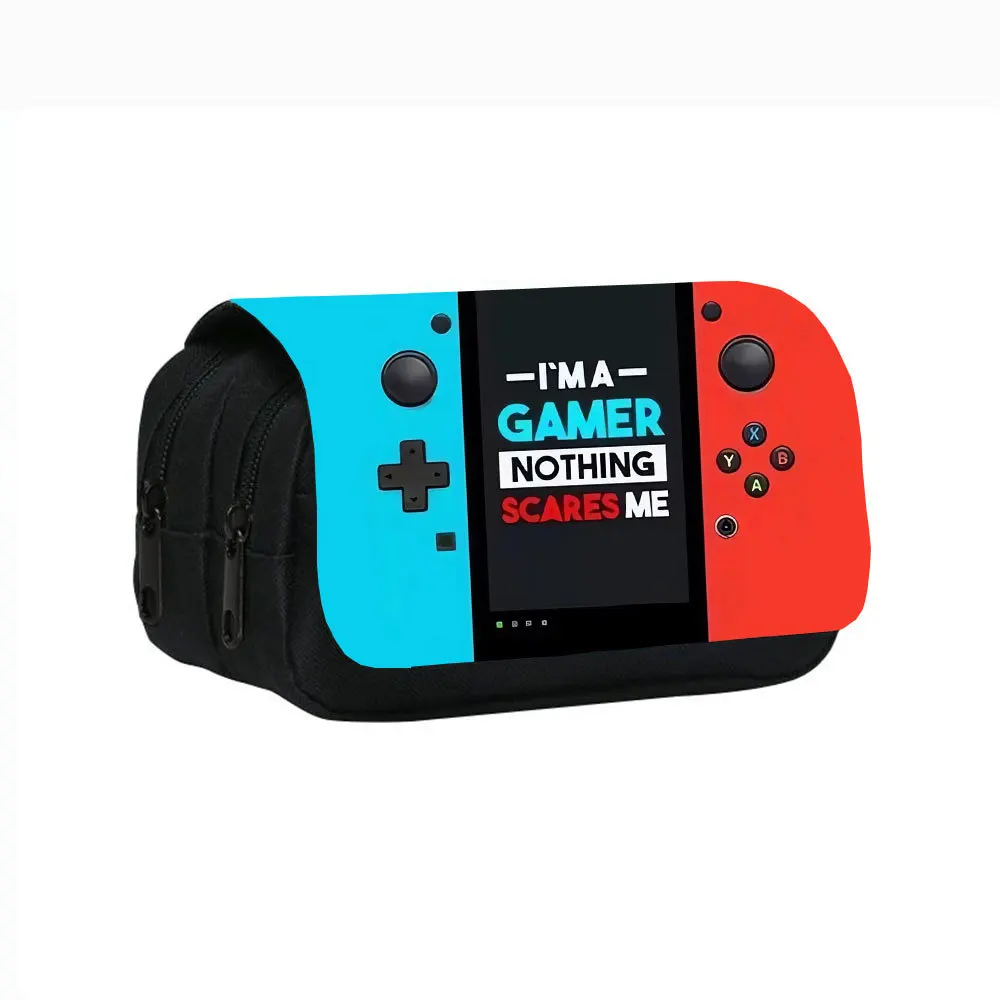 Games Console Double Layered Flip Pencil Case for Boy/Girls Best Gifts 2D Cartoon Teenagers Pen Bag School Supplies Students