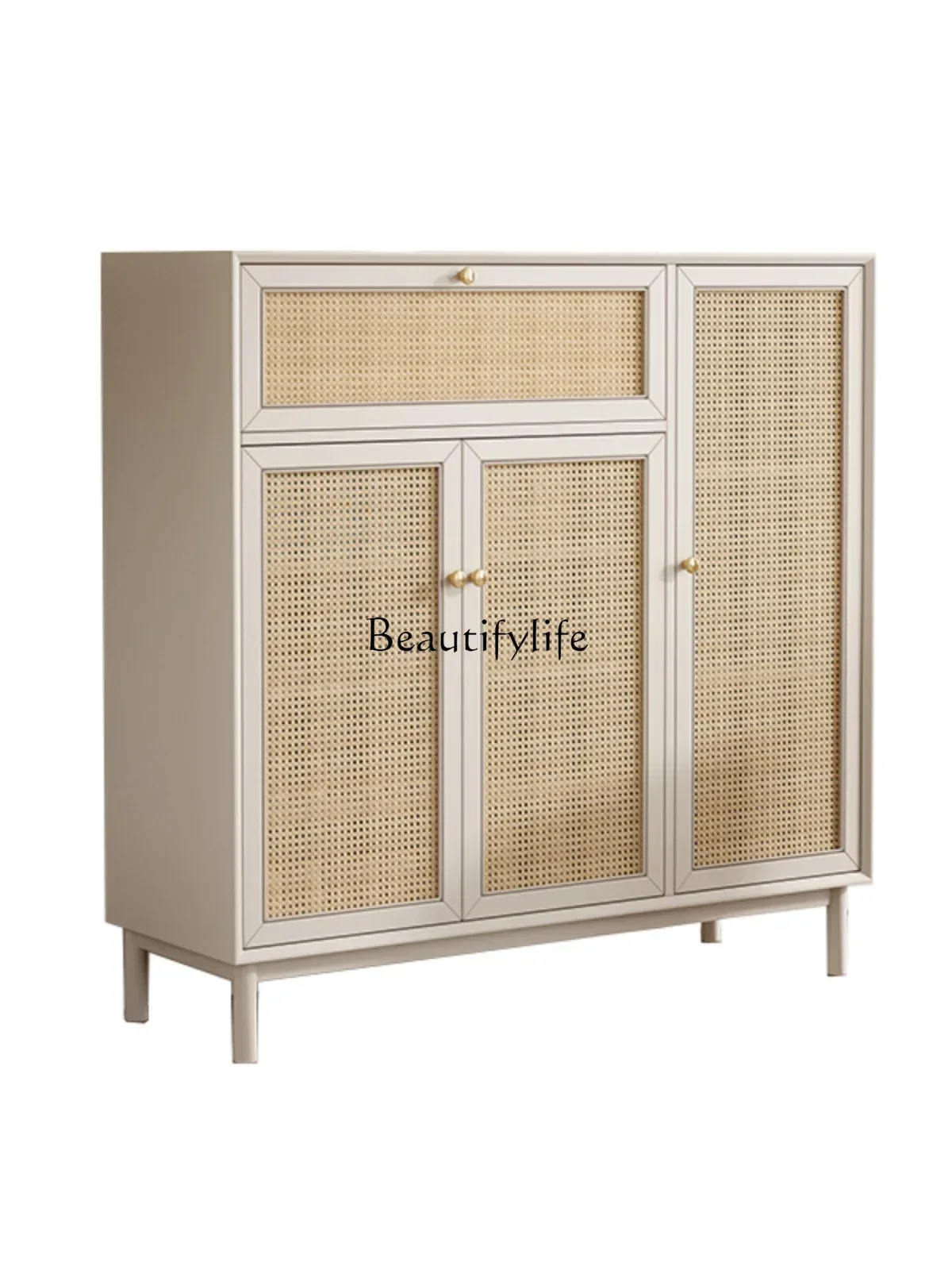 

American Rattan Shoe Cabinet Entrance Entrance Cream Style Home Large Capacity Locker