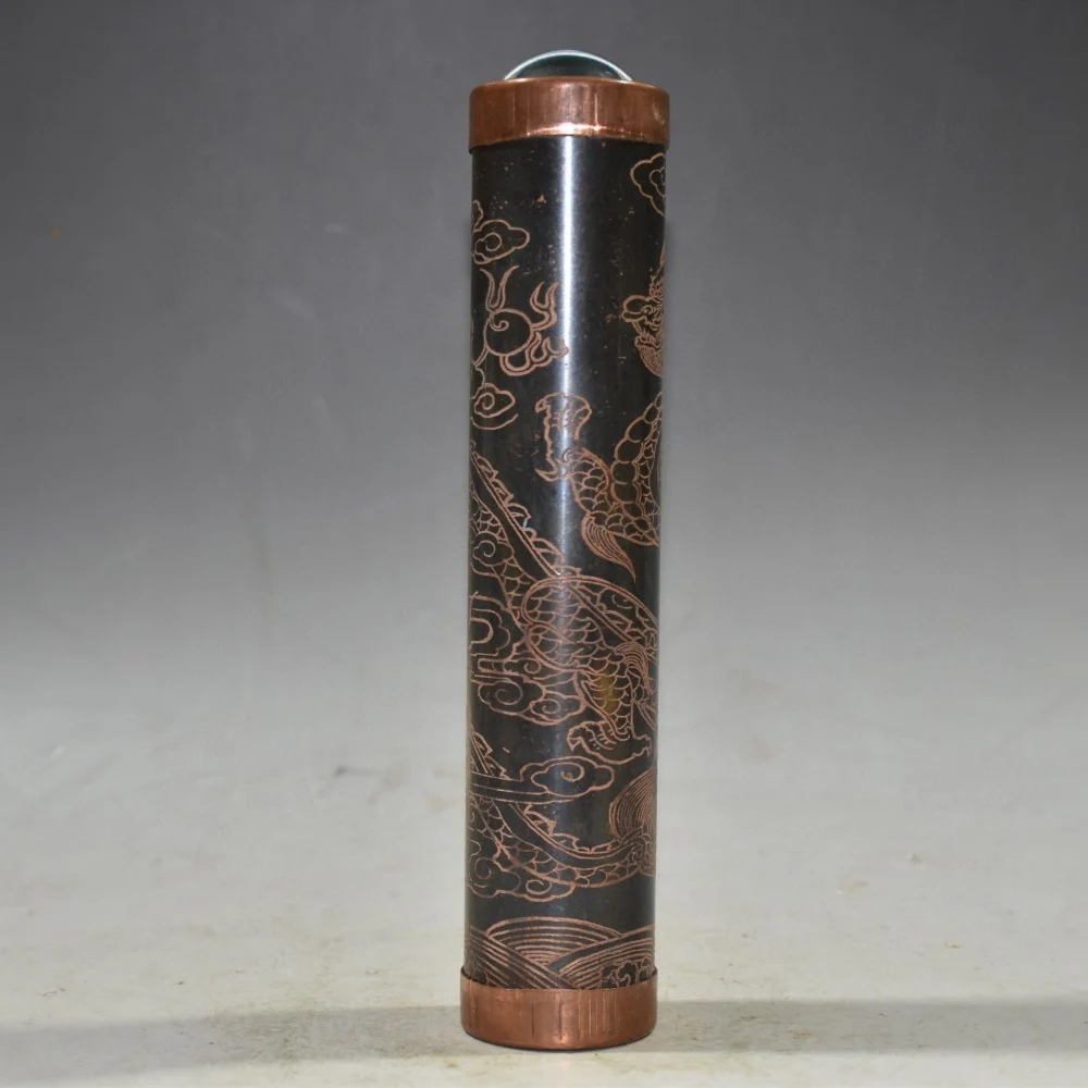 Elaborate Chinese Old Copper Collectable Hand Carved Dragon Statue Kaleidoscope