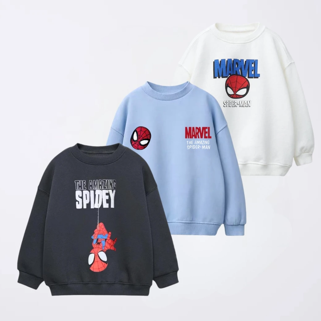 Sudaderas con estampado de Spider-man para niños, nueva sudadera con capucha de dibujos animados, Tops de manga larga con cuello redondo, ropa para niños, primavera y otoño, nuevo