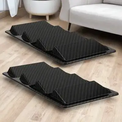 

2pcs Car Hood Vent Trim Cover Universal Engine Hood Air Vent Abs Durable Material Adhesive Decorative Scoop Universal Car
