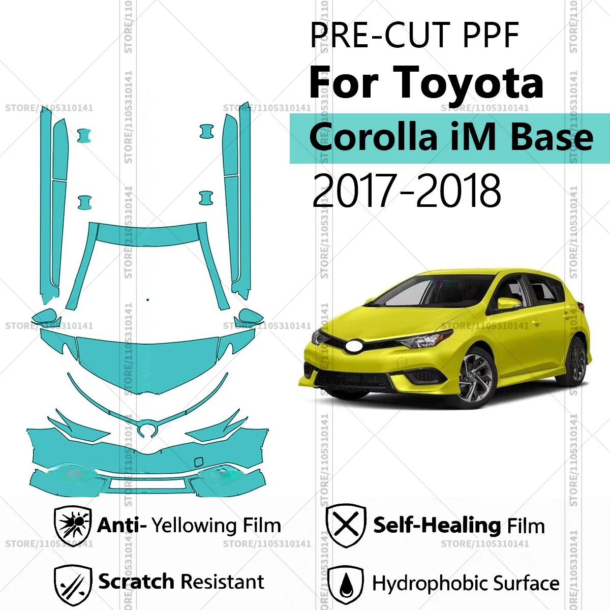 

Для Toyota Corolla iM Base 2017-2018: Профессиональная прозрачная защитная пленка (PPF) для автомобиля, предварительно вырезанная, для защиты лакокрасочного покрытия