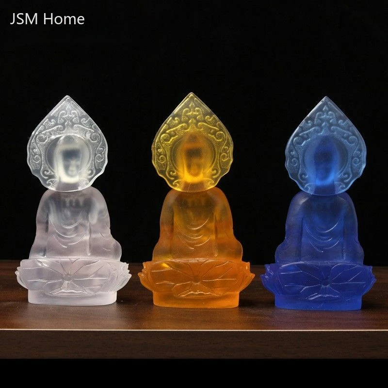 Feng Shui Bodhisattva Sitting Lotus Guanyin Buddha Statue Water Glaze Ornaments Living Room Household Decor
