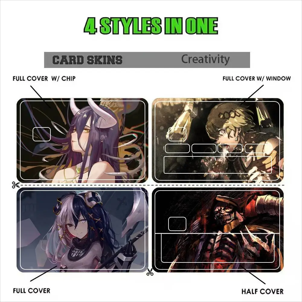 Overlord Anime  Sticker Film Tape Skin for Credit Card Debit Card Waterproof Stickers
