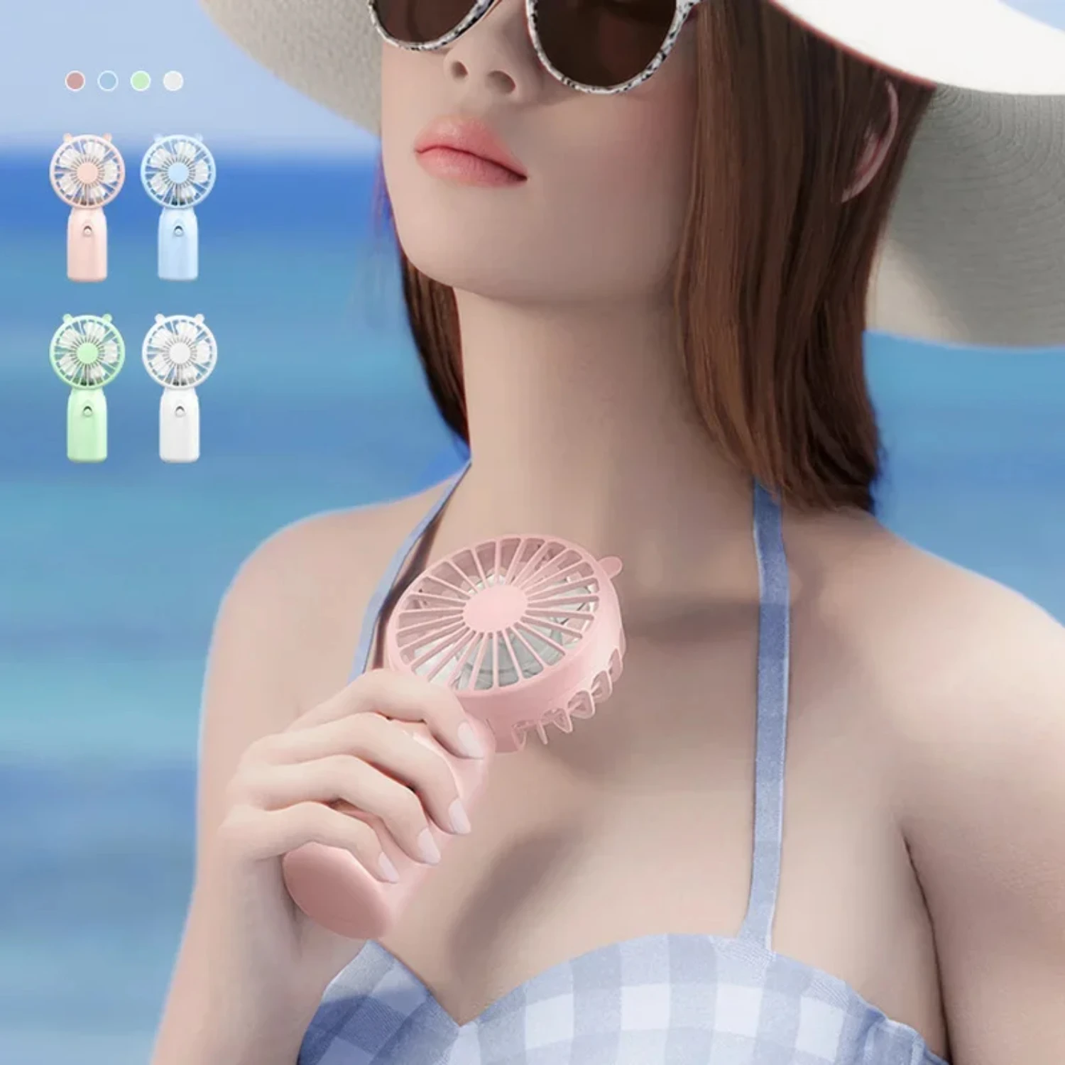 Handheld Mini Fan Cooling Fans Cute Portable Summer Small Pocket Fan Cartoon Mute Fans Portable Air Conditioner