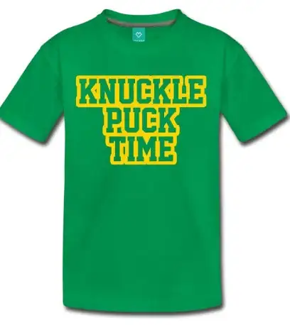 Knuckle Puck Time Children s T Shirt Design Green with Gold Print