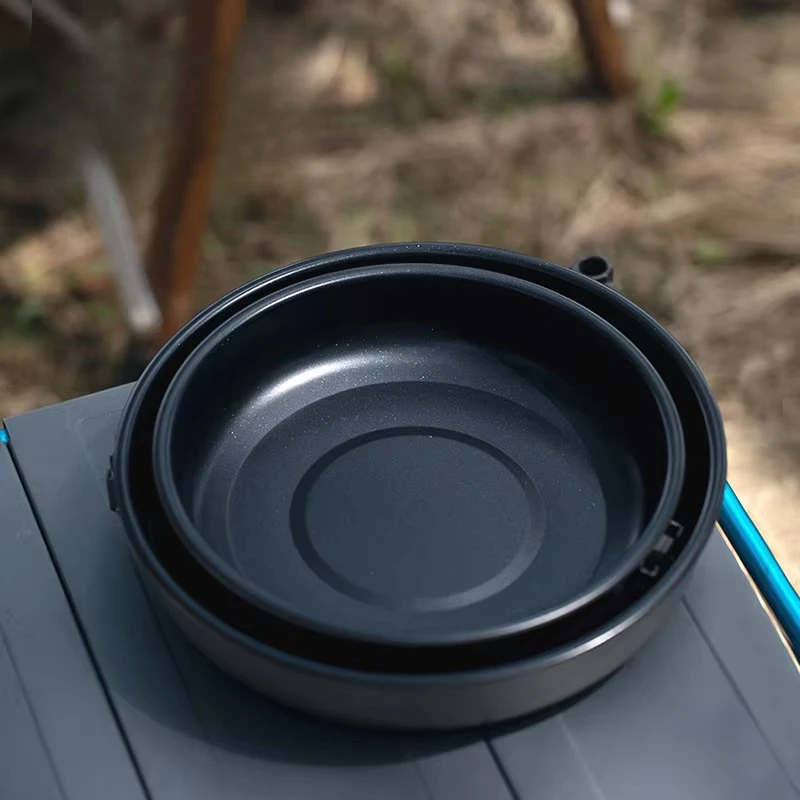 Outdoor lightweight portable titanium cooker pure titanium non-stick frying pan camping pan