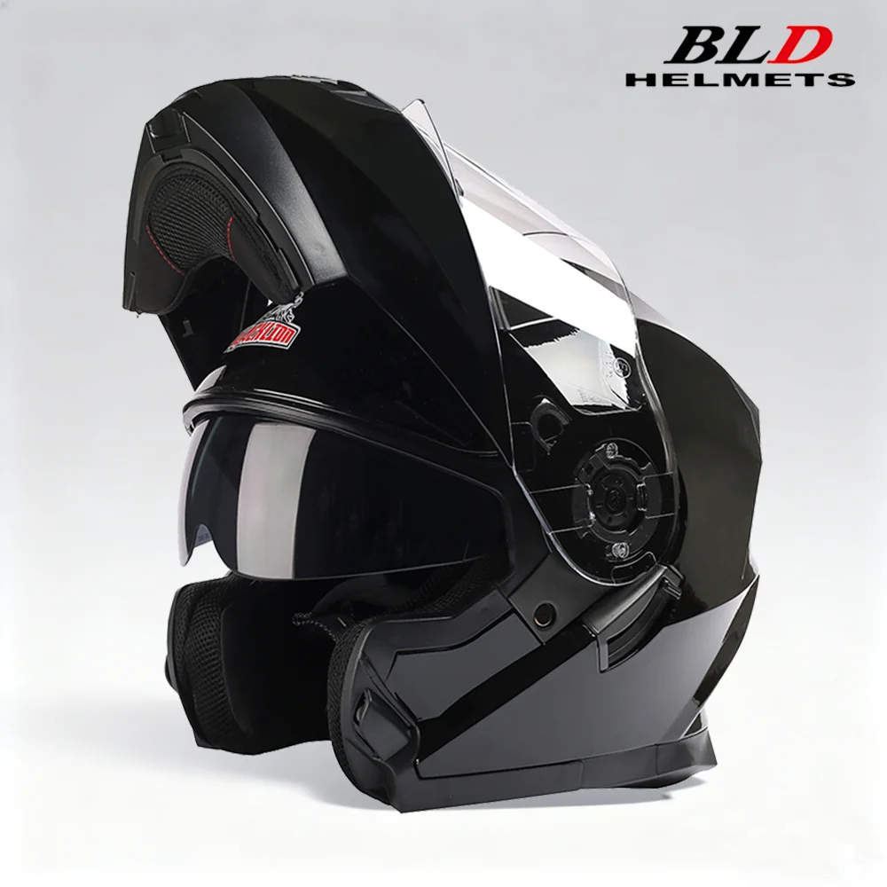 BLD modulaire motorfiets integraalhelm ECE opklapbaar dubbel anticondensvizier paarse vogel sportontwerp op voorraad volwassen mannen en vrouwen