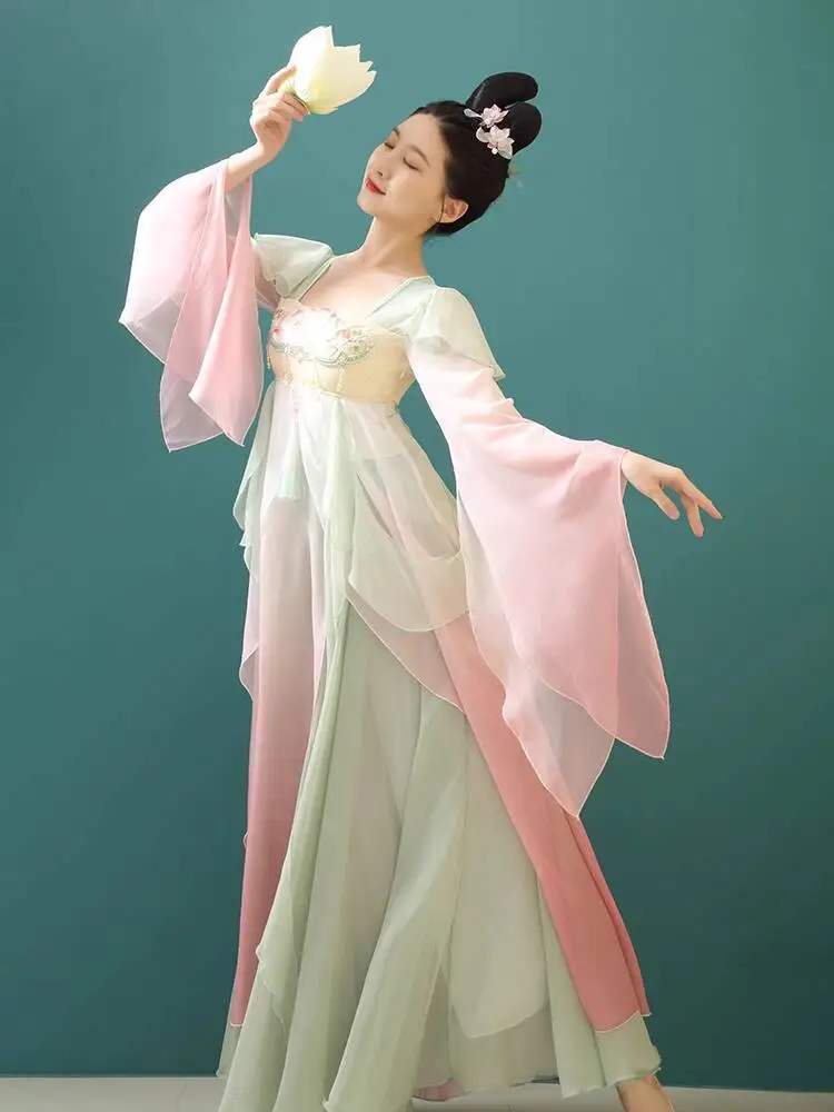 

New Tang System Chest Length Skirt Improve Hanfu Women Embroidery False Two-piece Han Elements Daily Costume Drama Dance Costume