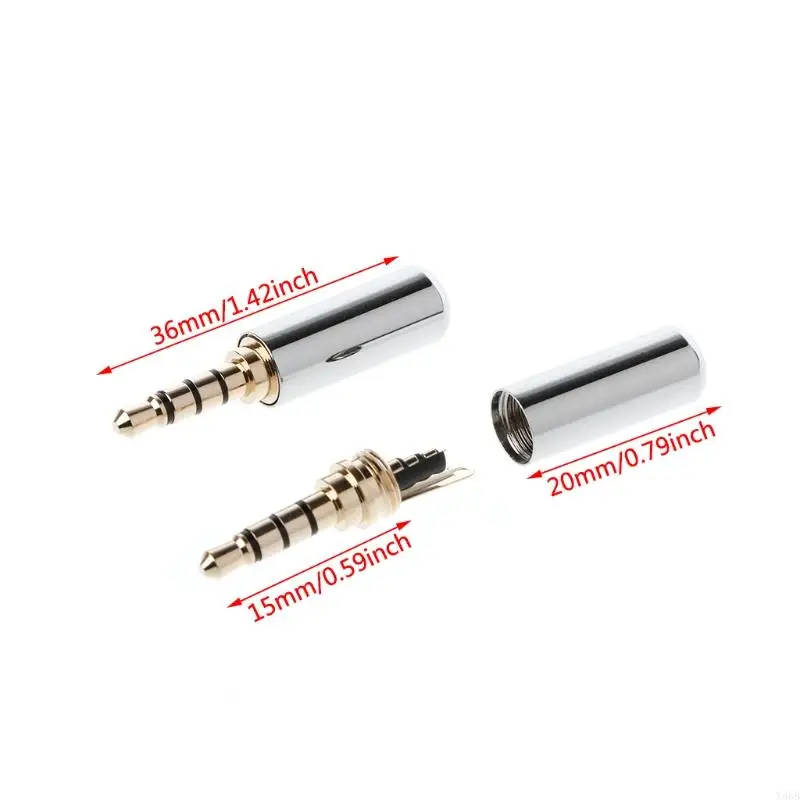 y88b 10 pcs 4 القطب النحاس الذهب مطلي 3.5 مم استريو الذك