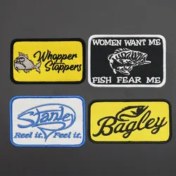 fishhook badge Embroidered Patches with Hook Backing for Clothes