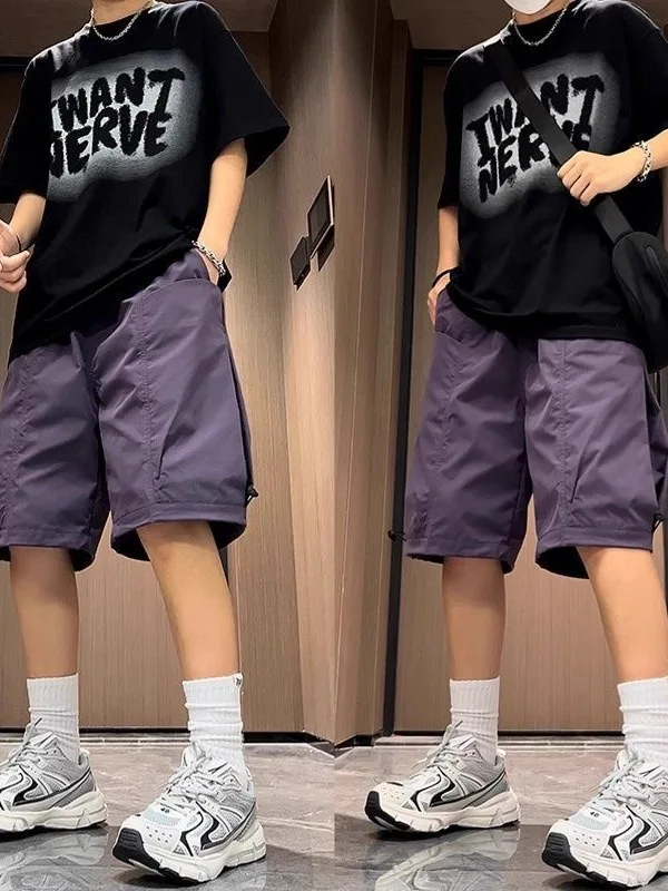 

Summer New Men's Workwear Shorts Loose Fit Straight Leg Quick Dry Big Pocket Casual Fashion Brand Five-Quarter Length Pants