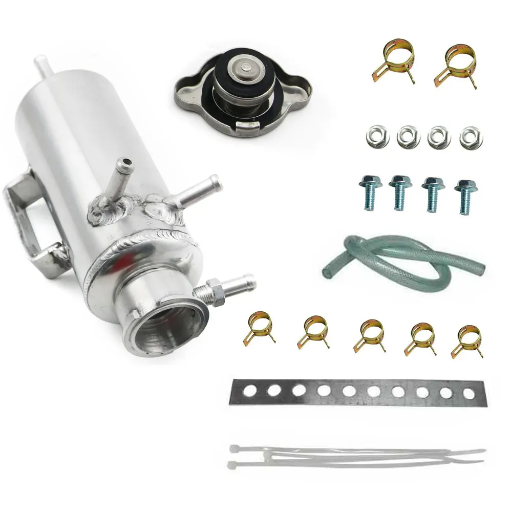 Racing Universal Radiator Aluminum Coolant Swirl Pot Breather Air Separator Tank Engine Coolant Catch Can