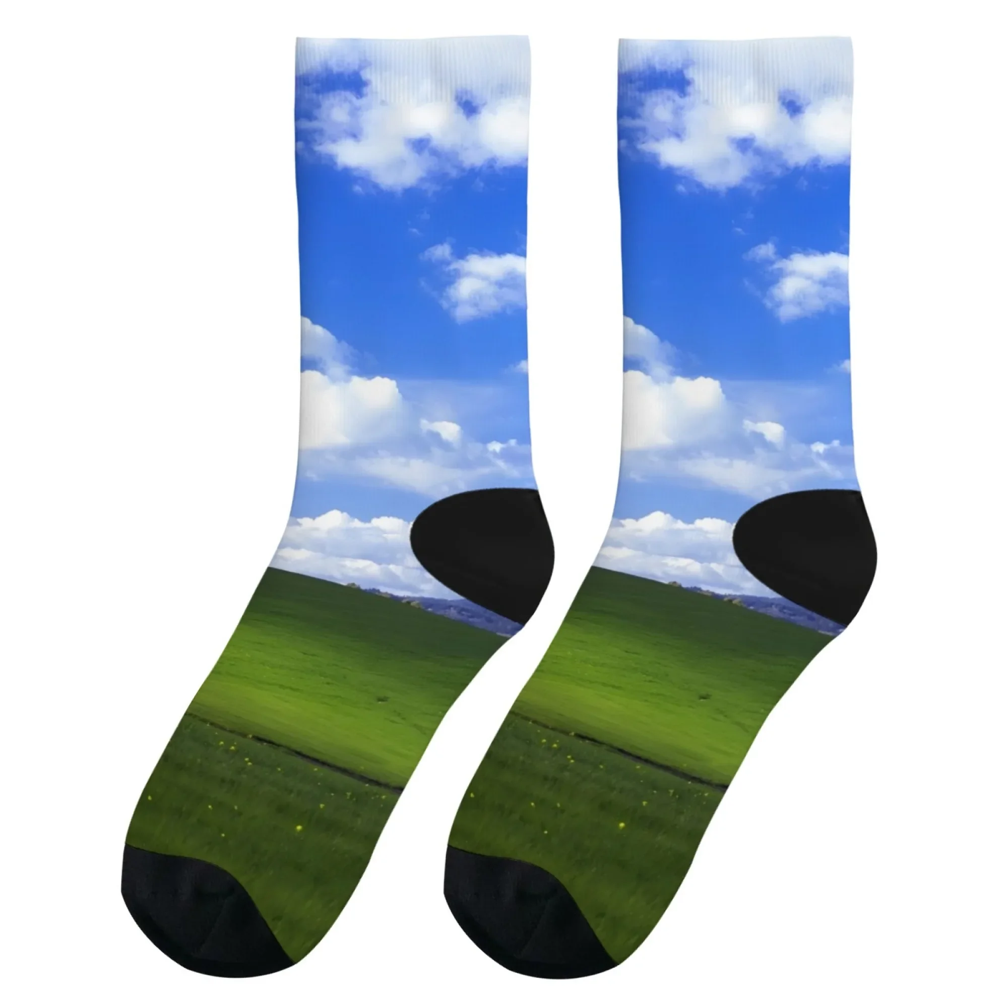 ถุงเท้าผู้ชายลายวอลเปเปอร์คลาสสิก Windows XP สไตล์ฮิปฮอป ฮาราจูกุ ย้อนยุค ถุงเท้าบีบอัด ลายแปลกใหม่ สนุกสนาน ตลกๆ ของขวัญสำหรับงานปาร์ตี้สุดมันส์