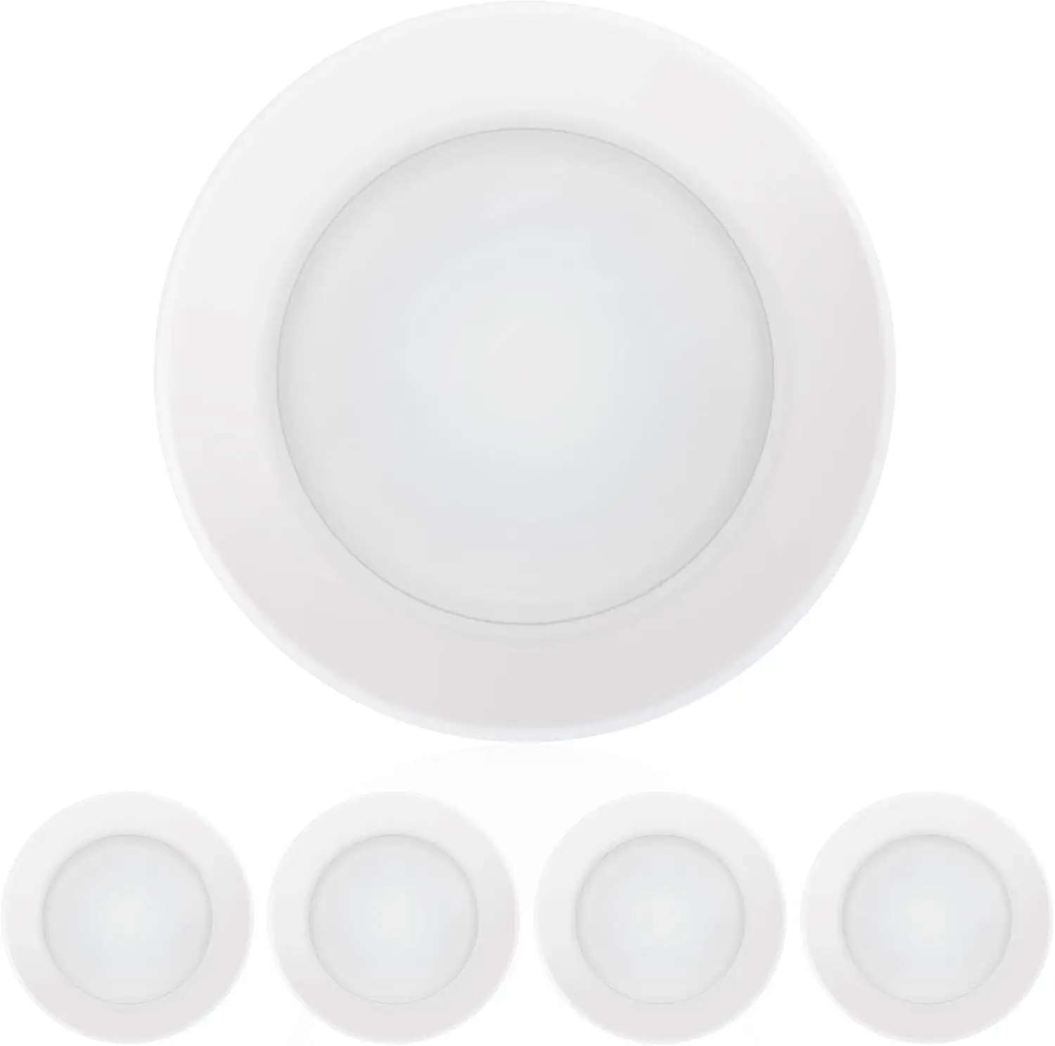 

4-дюймовый светодиодный потолочный светильник с регулируемой яркостью, 10,5 Вт, 650 лм, 3000 К, теплый белый, алюминиевая отделка, влажное местоположение, ETL и Energy Star, 4 шт.